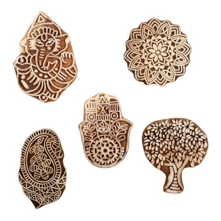 Set of 5 Piece New Mix Wooden Printing Block